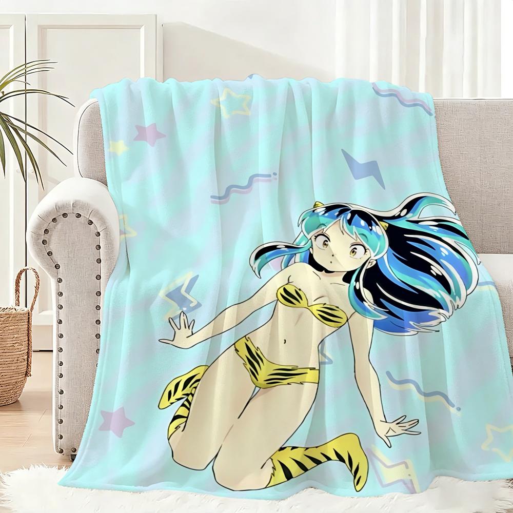 Anime Game Urusei Yatsura Throw Lightweight 240g Flannel Blanket Soft Skin-friendly for Summer Cooling 75x90cm