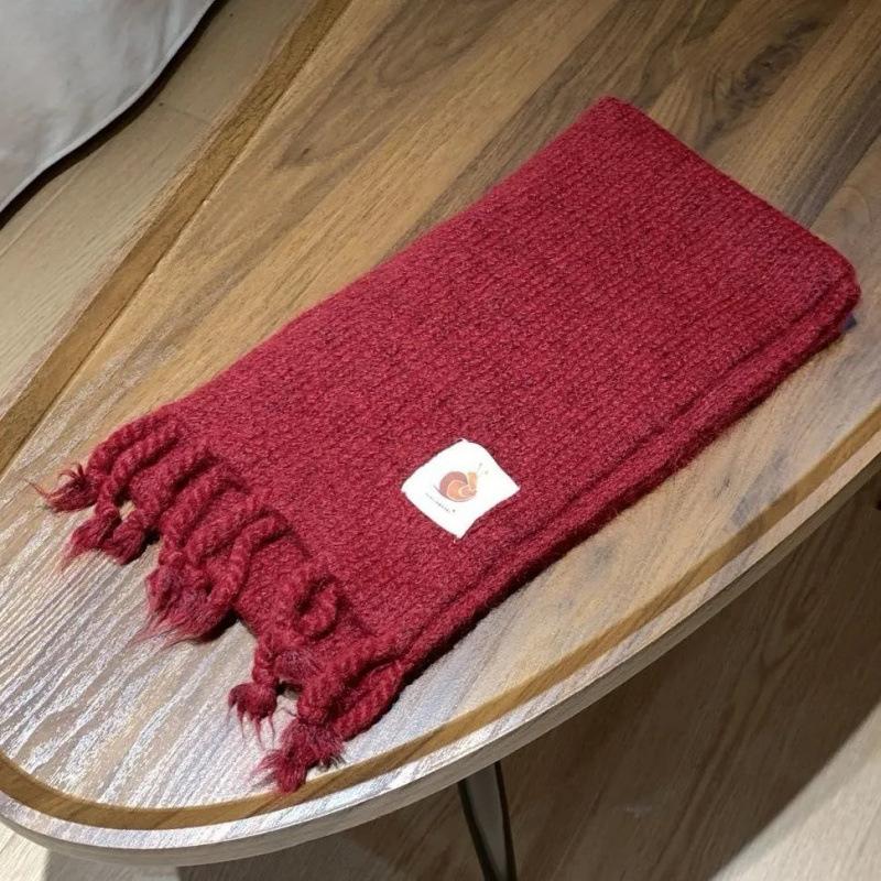 Scarf for Women Wool Soft Knitted Thick Wool Student Winter Warm Snail Mark Blue Braid Tassel Scarf for Men