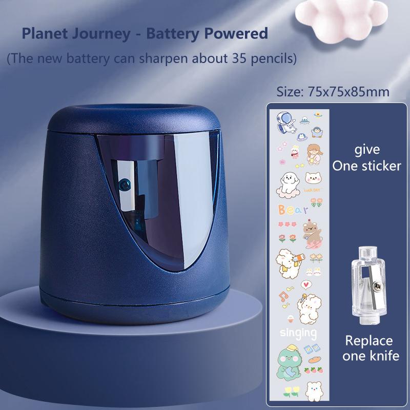 

Мультяшная точилка для карандашей Механический инструмент с ручным приводом Автоматически подает грифель Защита от заклинивания грифеля Офисный подарок для студента синий