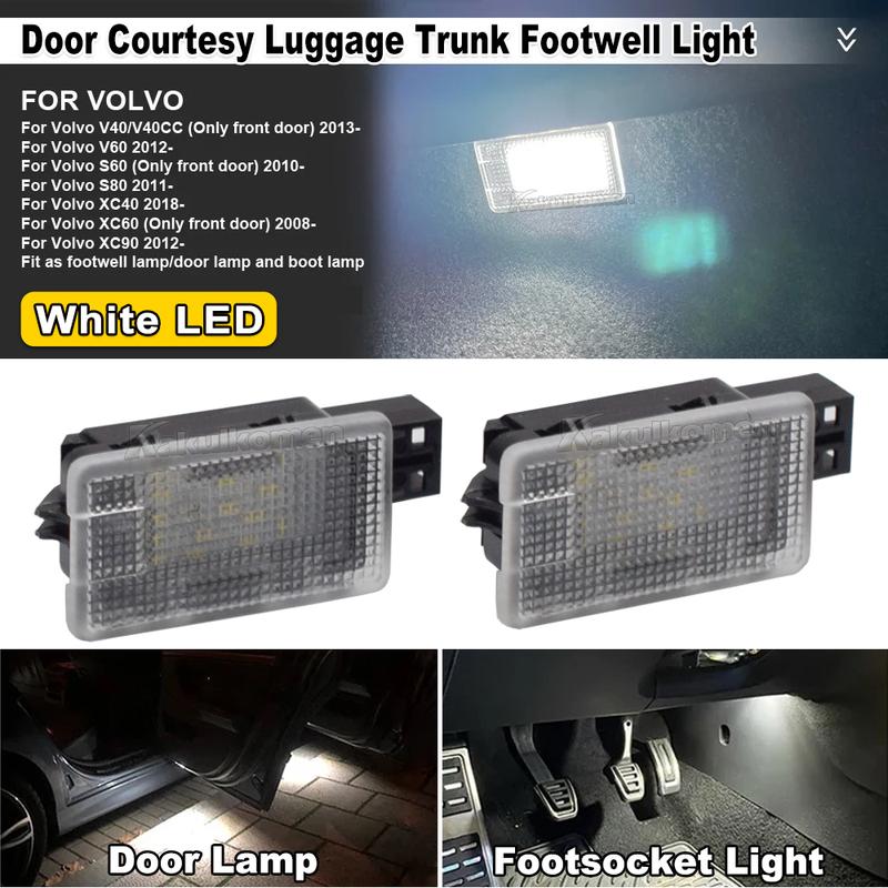 2Pcs LED Courtesy Luggage Trunk Boot Light Footwell Welcome Door Lamp For Volvo V40 V40CC V60 S60 S80 XC40 XC60 XC90 OEM:1286317