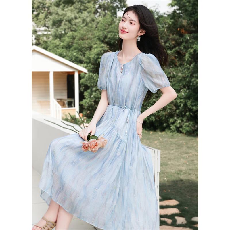 Xinfei Yuhan Lyocell Gradient Embroidered Summer Dress