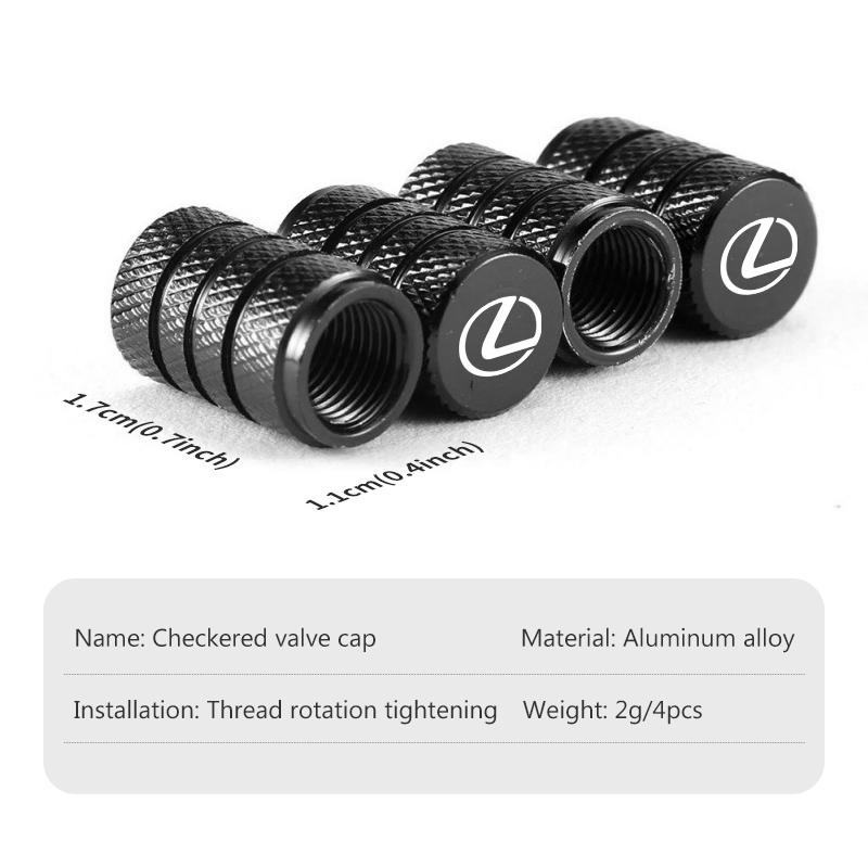 4PCS Car Wheel Tire Valve Cap Cover Airdust Waterproof For Lexus UX250h RX450h RX300 GX470 CT200h RX400h NX300h RX350 AEI1