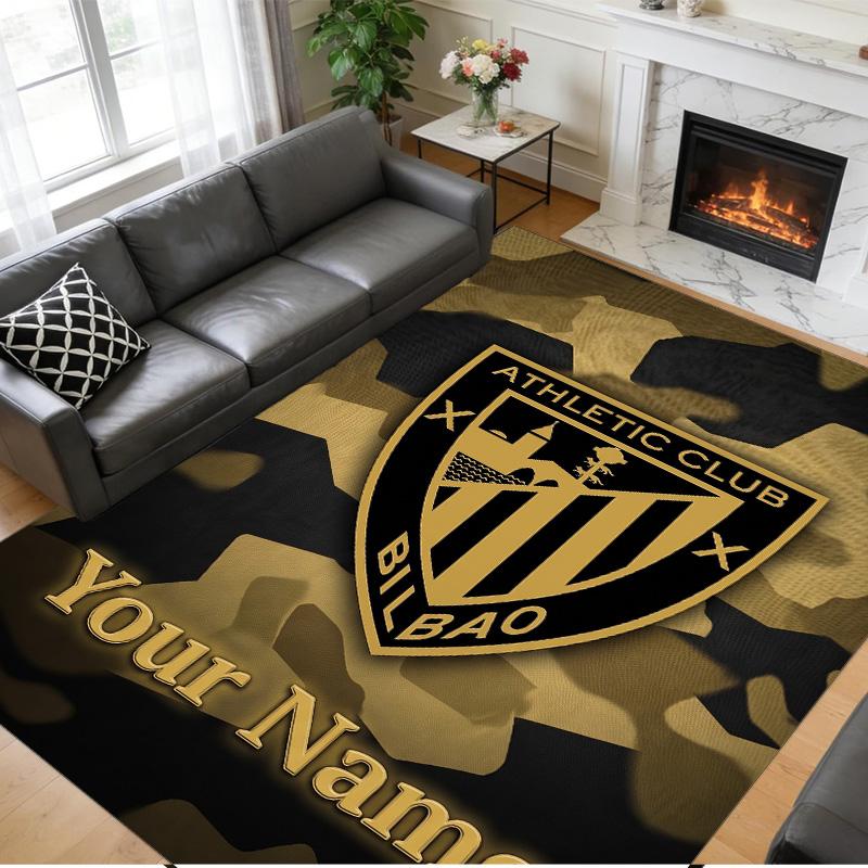 Crystal Velvet Rug Custom Name Text, Soft Non Slip Floor Mat Home DecorAthletic Bilbao FC