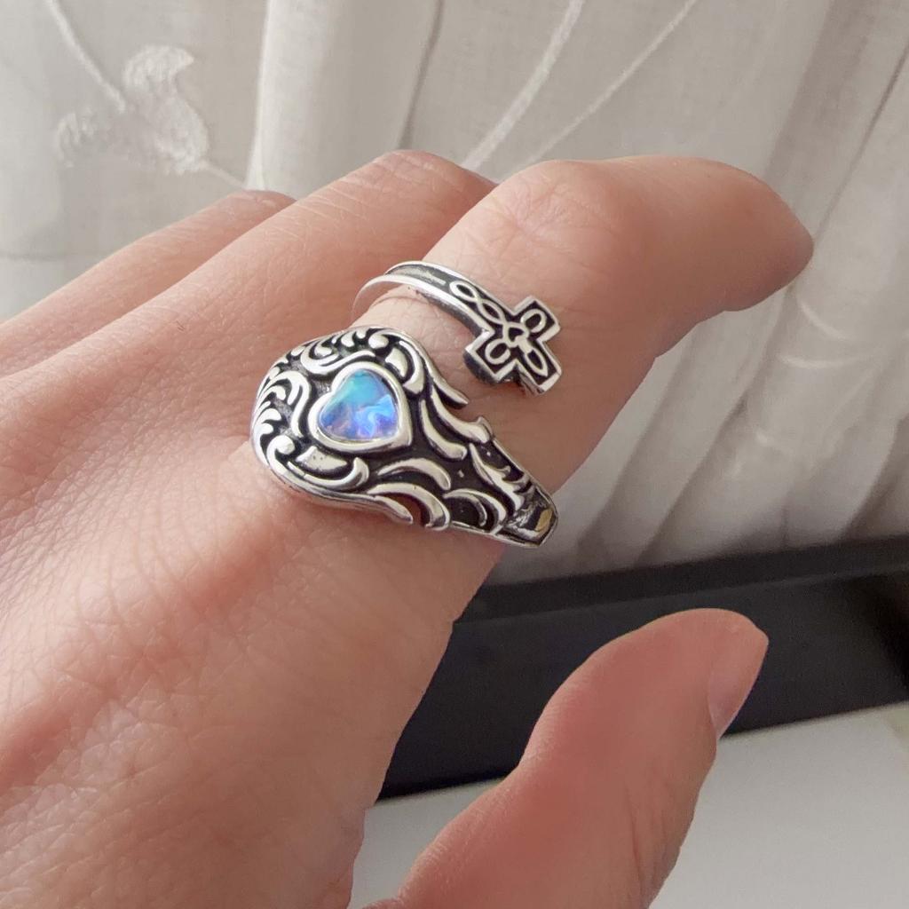 Xiaomi 925 Sterling Silver Rings for Women Couple Minimalist Handmade Retro Moonstone Ring Fine Jewelry Gift Prevent Allergy