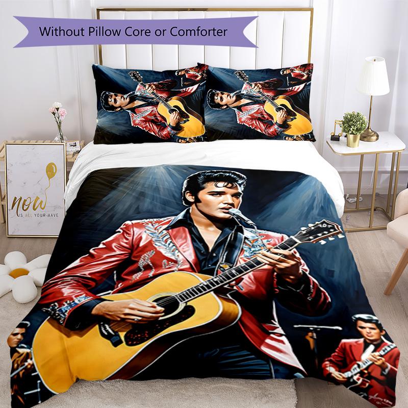 Elvis 3pcs Bedding Set Duvet Cover Closure Includes 1 Duvet Cover & 2 Pillowcases for All Seasons Bedroom Home Dorm Decor
