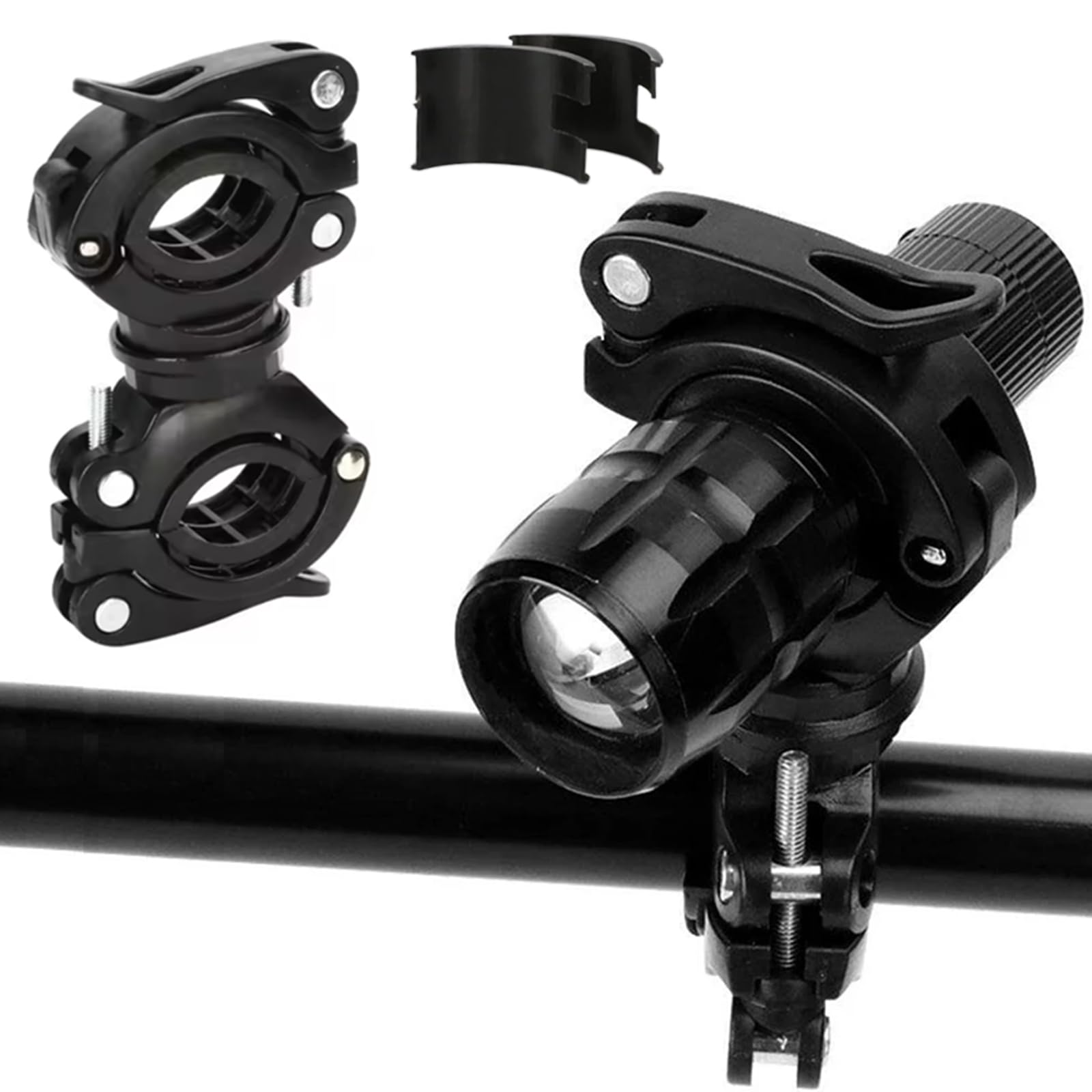 

YACHUN Bicycle Light Flashlight Adjustable Fixed Fits Diameter Motorcycle Headlight Clamp Holder for Round Easy Operation Holder, Holder, 360-Degree