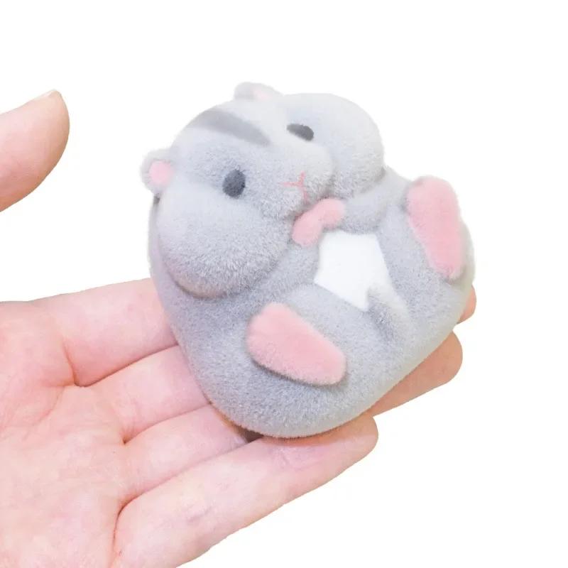 Kawaii Gashapon Capsule Toy Kawaii Fatty Milky Soft Hamster Cute Flocking Plush Squeeze Anti Stress Relief Squishy Kids Gifts
