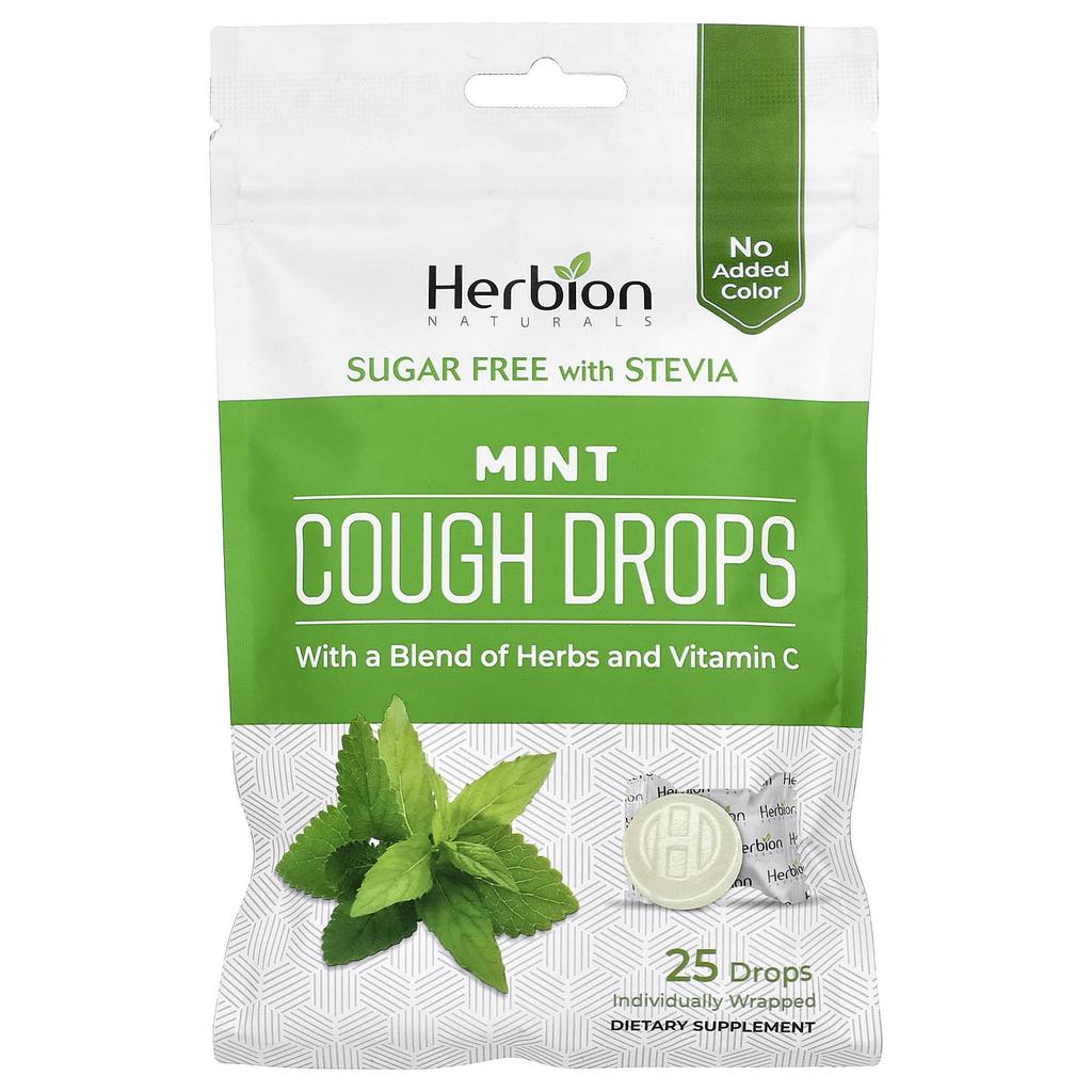 Cough Drops, Sugar Free, Mint, 25 Individually Wrapped Tablets