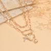 Fashion Gold Color Chain Heart-shaped Cross Pendant Necklace, 2 Pieces/set of Personalized Holiday  Gifts for Women