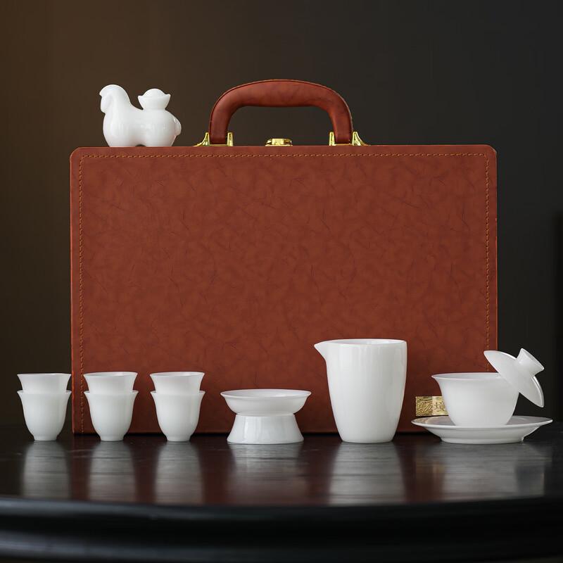 MULTIPOTENT Ice Jade Porcelain Kung Fu Tea Set with Lucky Horse Tea Pet