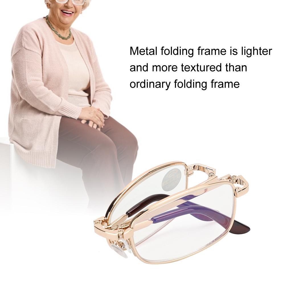Folding Presbyopic Glasses Blue Light Blocking Anti Fatigue Reading Glasses for Men Women(+150 Gold Frame)