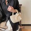 Lace Bowknot Beach Straw Bag Large Capacity Knitted Handbag Braided Underarm Bag  Woman Girls