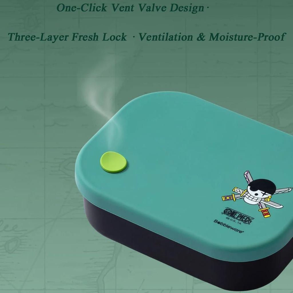 1pc Officially Licensed ONE PIECE Luffy & Zoro Silicone Lunch Box | Food-Grade, 4-Compartment, Leak-Proof