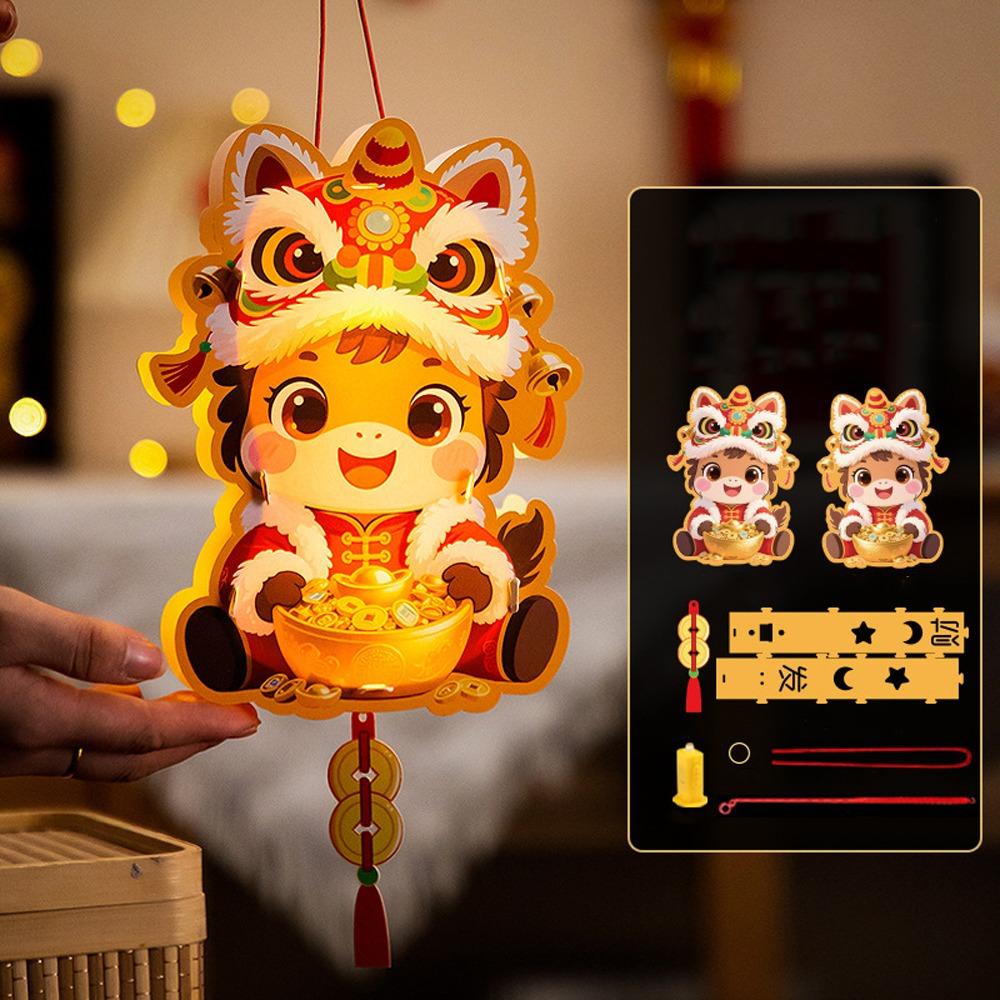 Traditional 2026 Horse Year Lantern Cartoon Handheld Luminous Lantern  Children Activity
