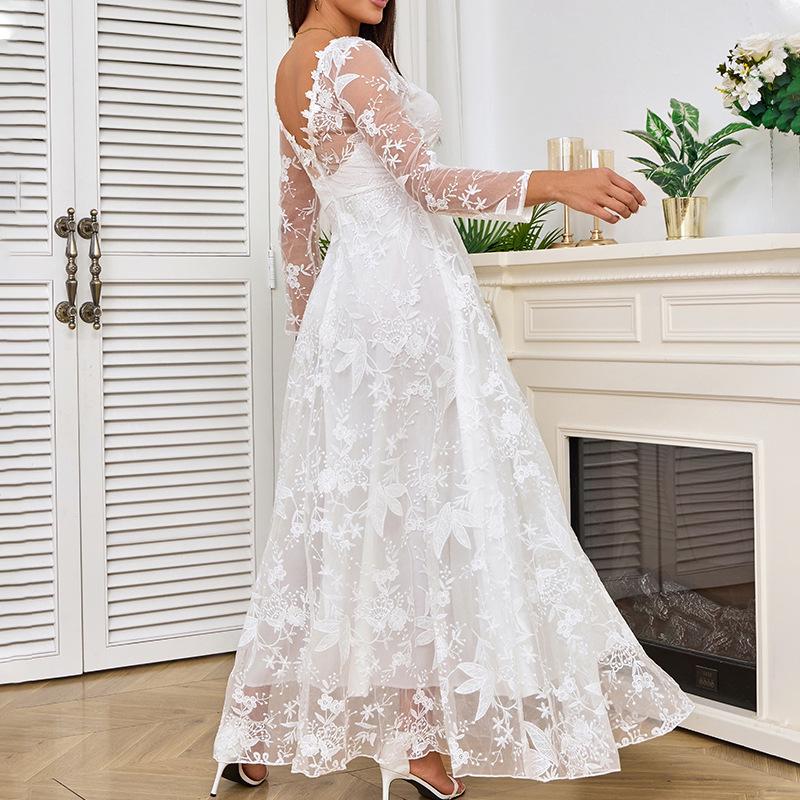 2025 Spring European & American Off-Shoulder Bridal Wedding Evening Gown for Women