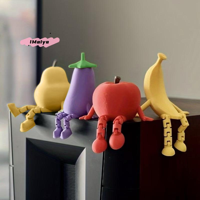 M-3D Printed Fruit And Vegetable Figurines With Movable Joints Lemon Banana Design Ornaments Desk Decorations Home Decor