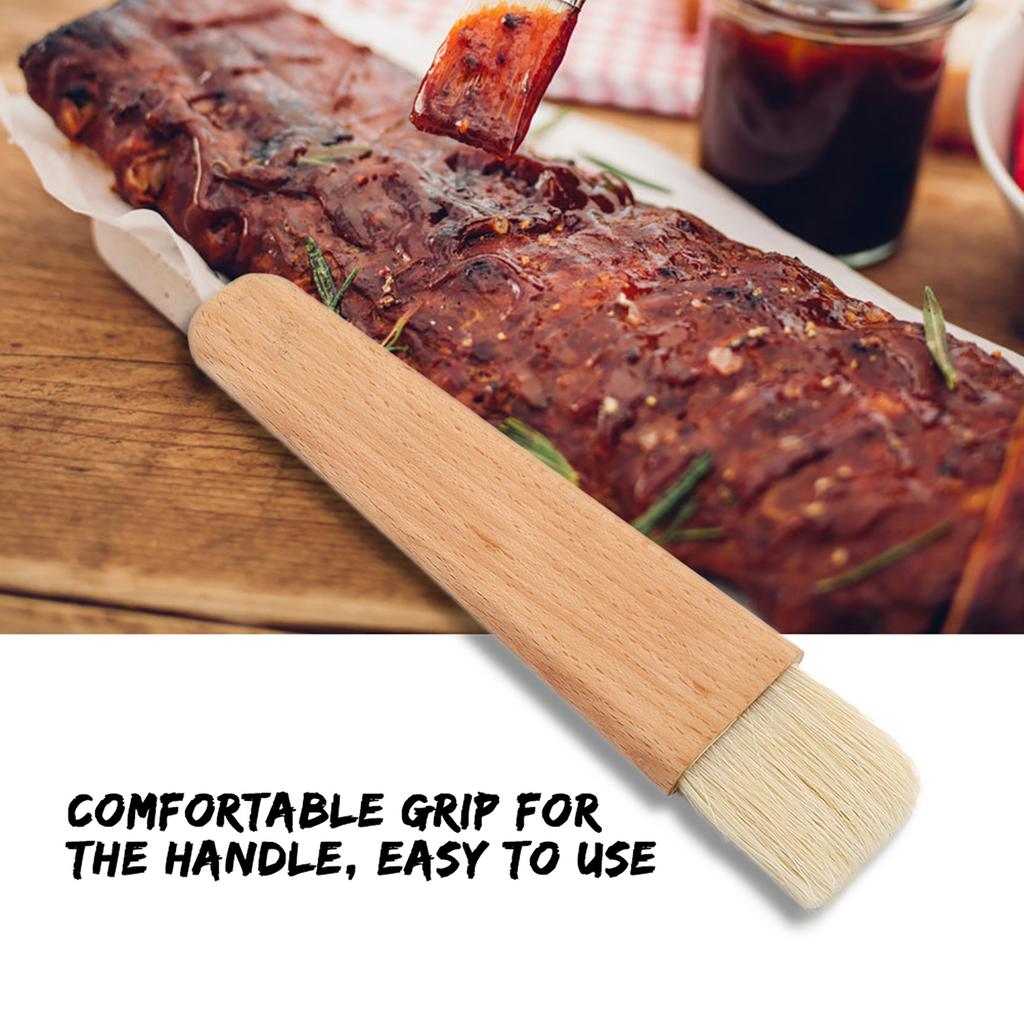Wooden Barbecuing Brush Baking Brush Oil Sauce Butter Kitchen Tool(Flat Handle)
