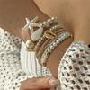 Imitation Pearl Starfish Shell Polymer Clay Braided Bracelet Personality Stacking Jewelry Beach Vacation Style Gift