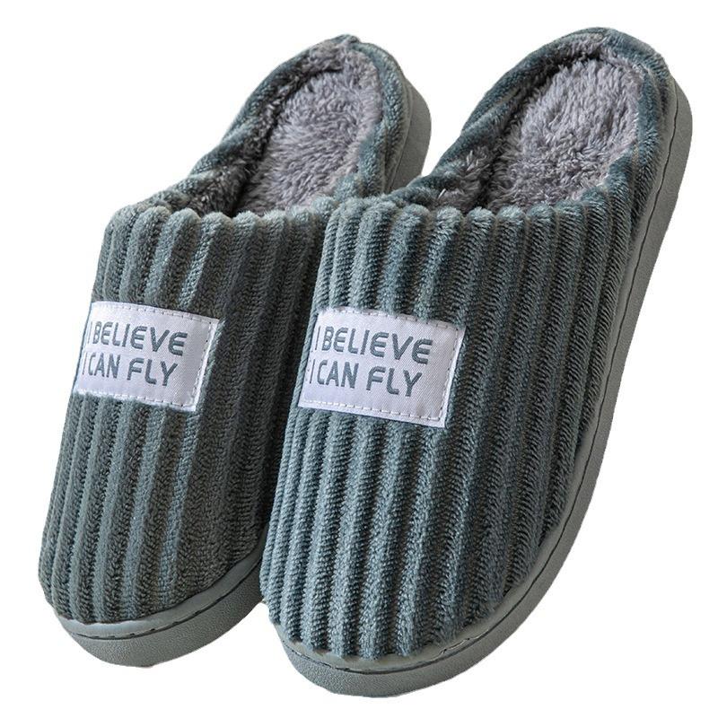Cotton slippers men's autumn indoor home hair slippers warm and cute home couple cotton shoes non-slip women