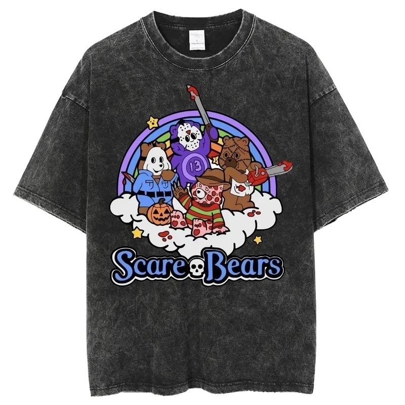 

Футболка Y2K с эффектом стирки, круглым вырезом и короткими рукавами, надетая наизнанку, мужская футболка свободного кроя, изношенная хлопковая джинсовая футболка 3XL