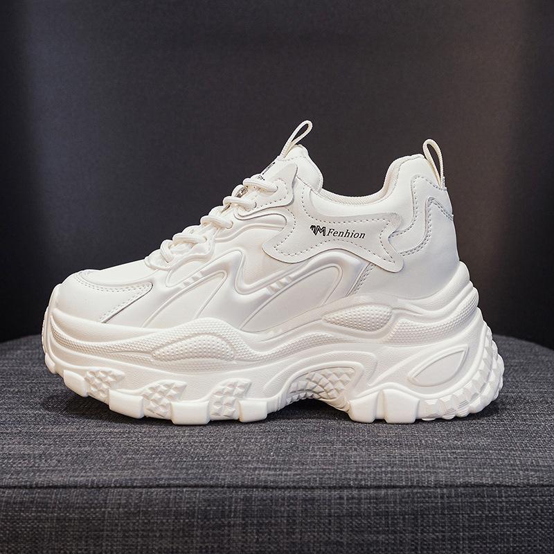 Fashion 9cm Air Mesh Genuine Leather Vulcanize Chunky Sneaker High Brand Comfy Spring Summer Autumn Platform Vulcanize Women Shoes