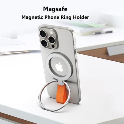 MagSafe Manyetik Halka Telefon Tutucu Silikon Kordonlu Döner Ayaklı iphone15 14 13 12 serisi Masaüstü Alaşımlı Buckle Standı
