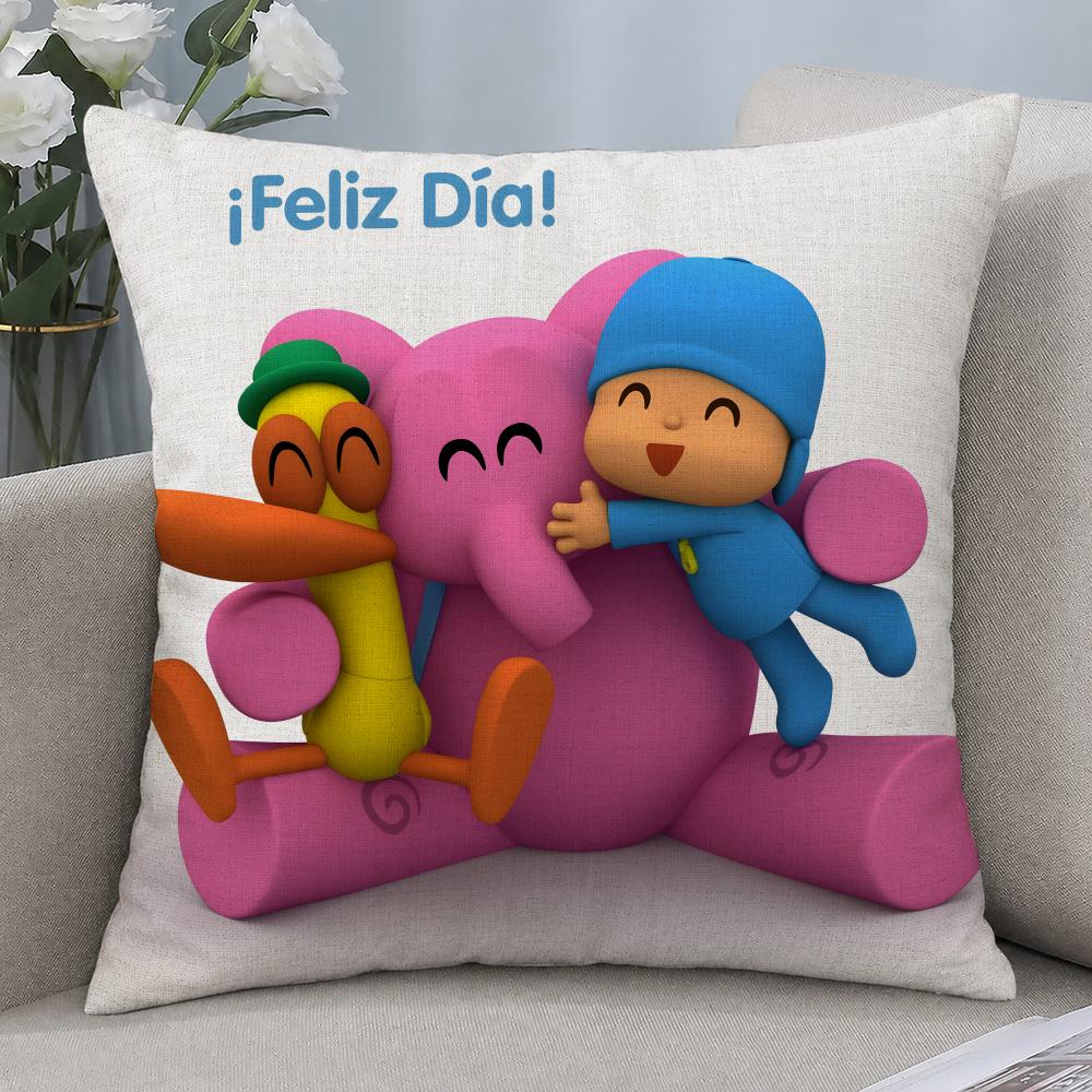Cartoon Pocoyo Cushion Cover Cushion Covers Natural Linen Breathable Sofa Bedroom Decor Pillowcase