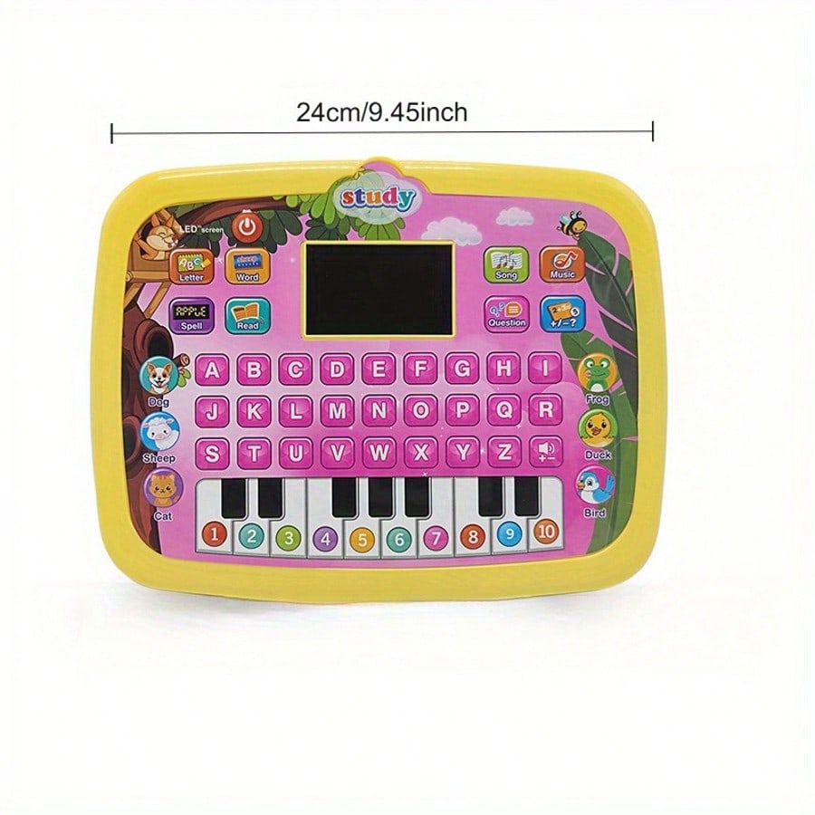 Kids Tablet Toddler Learning Pad With LED Screen Teach Alphabet Numbers Word Music Math Early Development Interactive Electronic Toy For 3 Years+