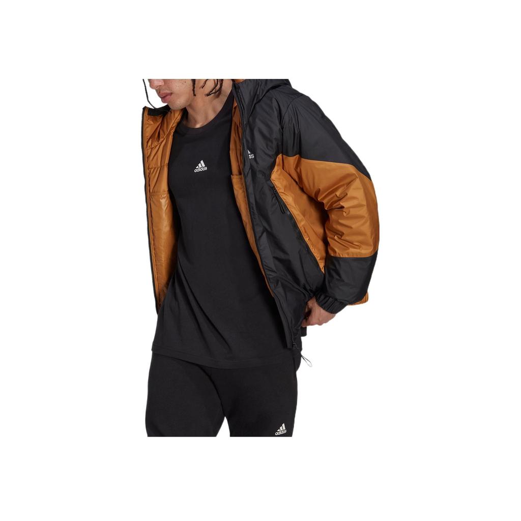 Adidas Logo Print Zip-Up Hooded Down Jacket Men Outerwear Multicolor HK6667