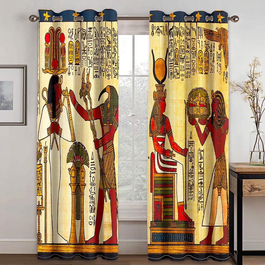 Ancient Egyptian Vintage Totem Curtains 2 Panel King of Egypt Curtains Deluxe Living Room Bedroom Home Decor Curtains
