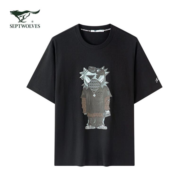 

SEPTWOLVES Unisex Pure Cotton Short Sleeve Round Neck T-Shirt
