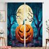 2pcs,2D Plane Printing Light Filtering Curtains Halloween Pumpkin (4) 100% Polyester (without Rod) Festive Ldeal for Bedroom and