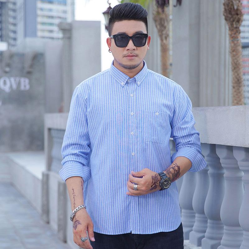 Plus Size 10XL Men's Spring And Autumn Long Sleeved Shirt, Men's Casual Loose Elastic Shirt
