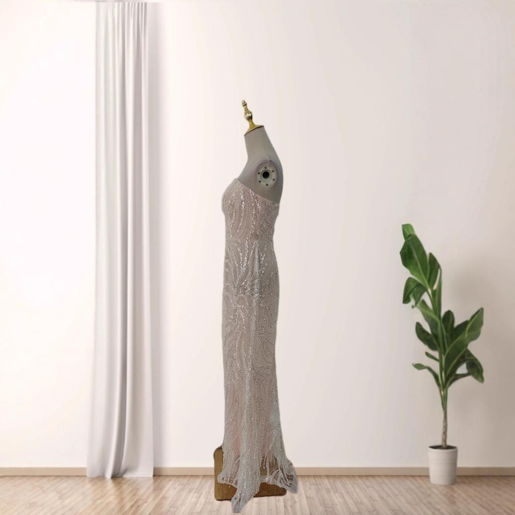 Europe and the United States popular sexy tube top slim hip wrap sequins long party dinner evening dress