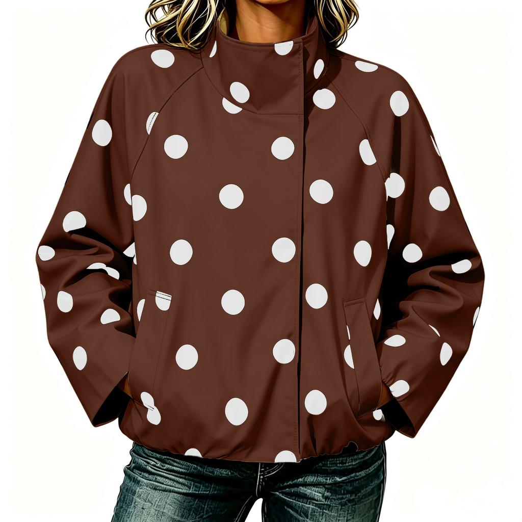 Women's Polka Dot Print Jacket Street Casual Outerwear