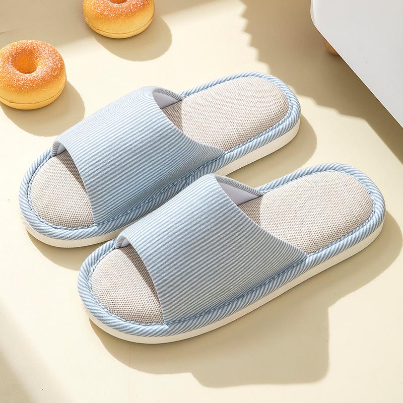 Japanische Leinenpantoffeln Damen Zuhause Paar Indoor Zuhause Leise Antibakteriell Vier Jahreszeiten Baumwolle und Leinen Eltern-Kind Pantoffeln Herren