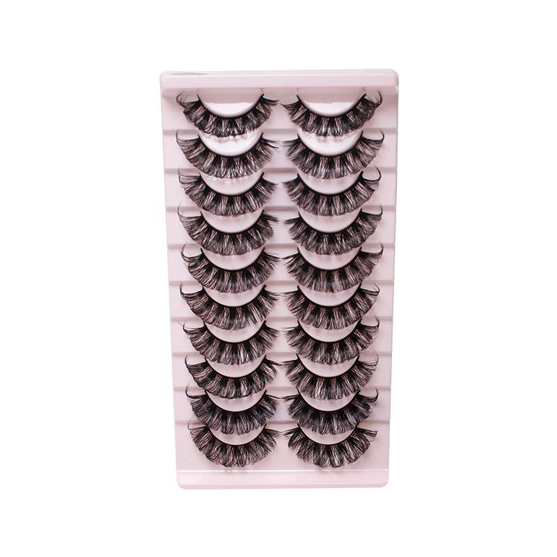 10 Paar DD Aufwärtsgebogene Urlaubs-Wimpern Rollen-Set, Falsche Wimpern