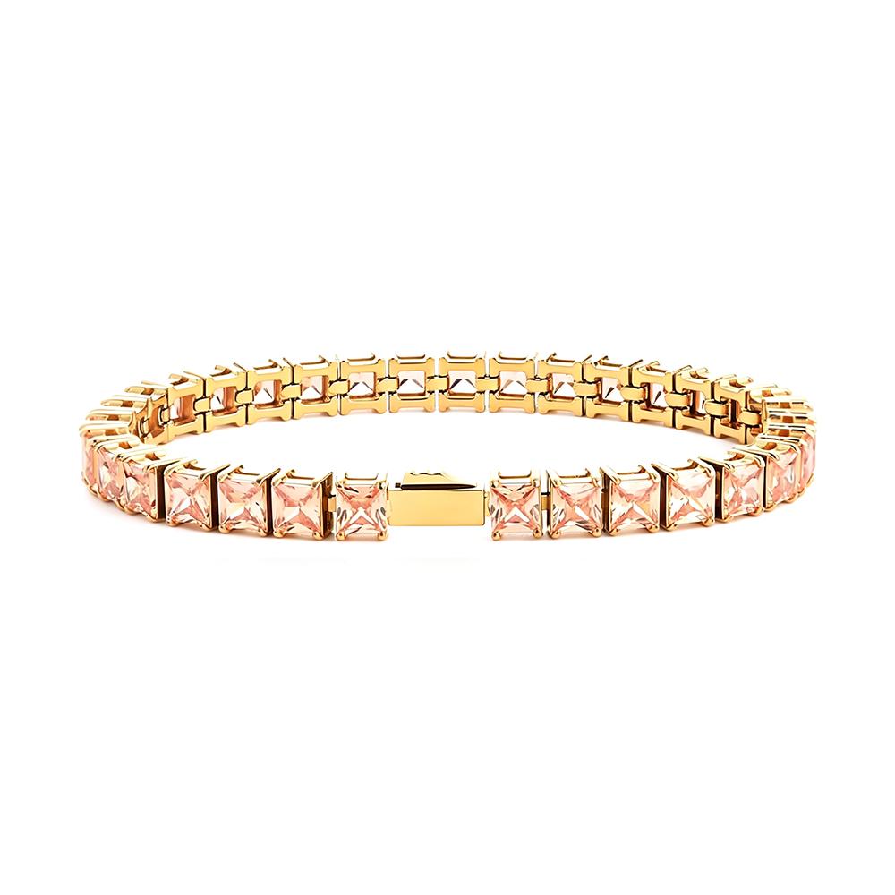 Multi-colored fashionable 4mm wide tennis chain, zircon sparkling hip-hop style exquisite jewelry bracelet for men and women