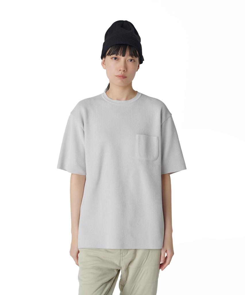 Snow Peak Knit Pullover Short Sleeve for Men and Light Size L Co/Pe KN-25SU002 T-Shirt Women, Gray,