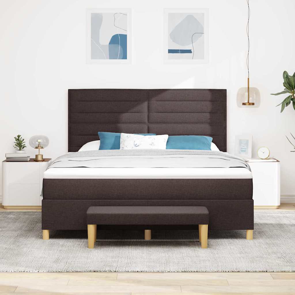 Box Spring Bed with Headboard Dark Brown 200 x 180 cm Fabric