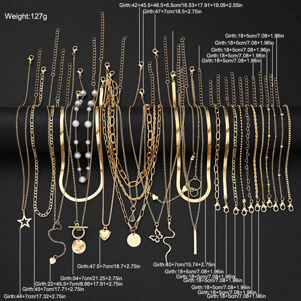 Elegant Vintage Minimalist Gold Color Heart Pearl Necklace Set and Bracelet For Women Holidays Party Date Daily Wear Jewelry Set