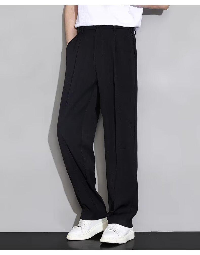 

Men s Summer Lightweight Stylish Straight-Leg Trousers - Loose, Comfortable, Breathable Drape Suit Pants 5XL