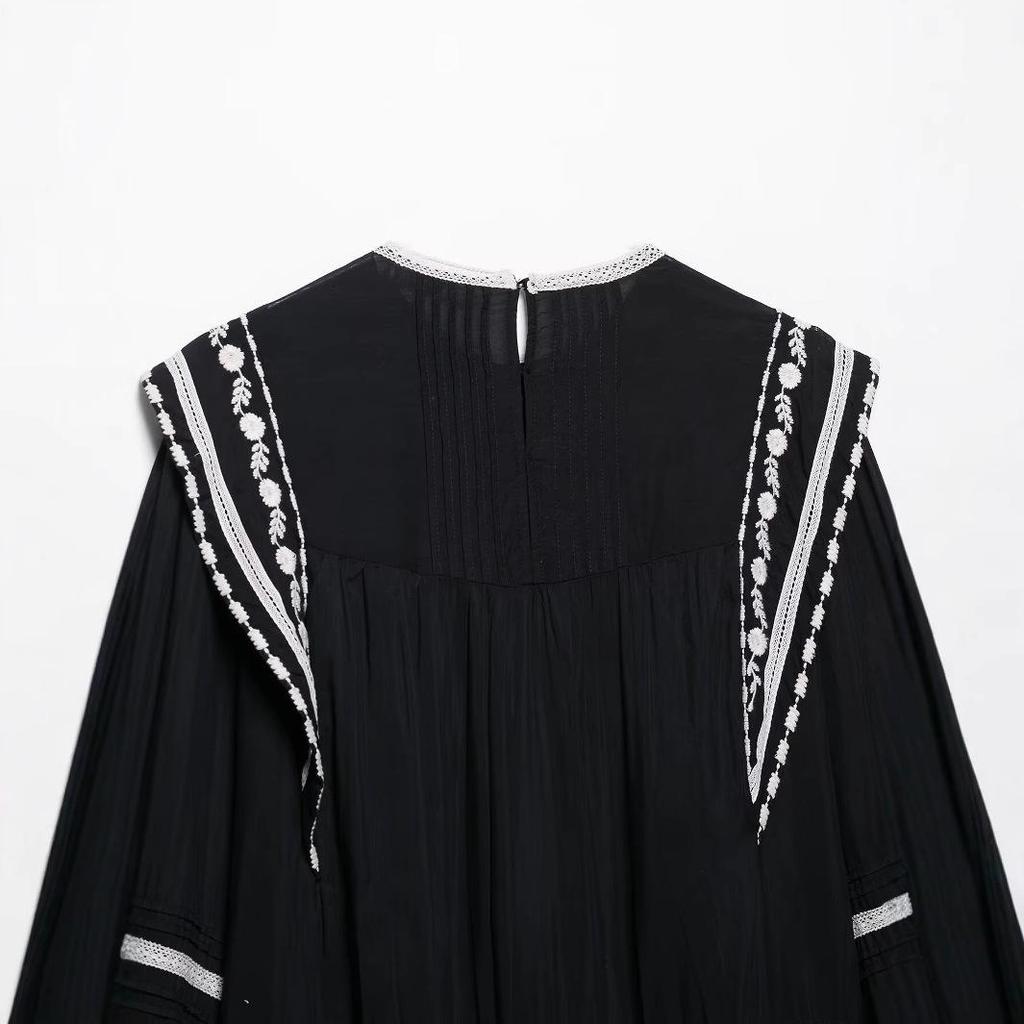 Spring 2025 European & American Women's Patchwork Embroidery Fashion Loose Top