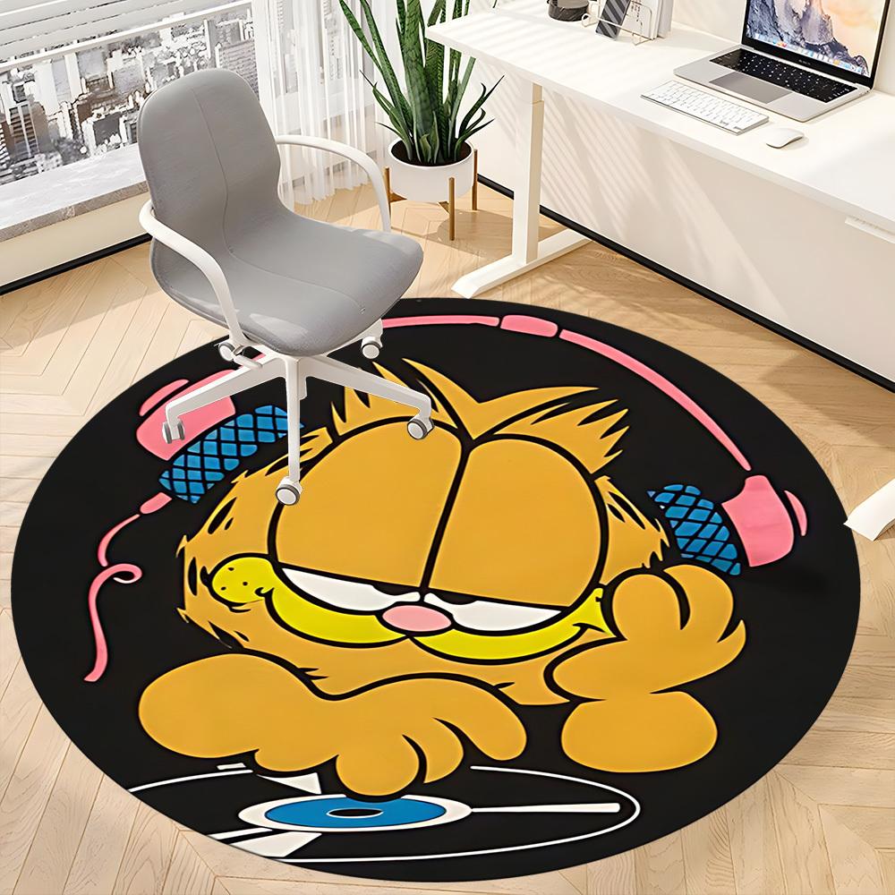 1pc Garfield DJ Office Round Area Rug,  Under Office Chairs Bedroom Living Room Home Decor A0926063