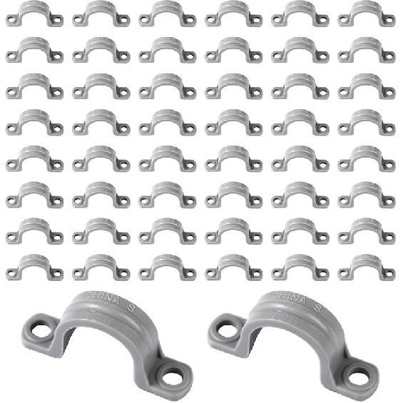 50 шт. 1/2 дюйма ПВХ хомуты для труб, пластиковые хомуты для трубной проводки с 2 отверстиями, крепления для труб, зажимы для крепления трубной проводки к ПВХ трубам 1/2 Inch