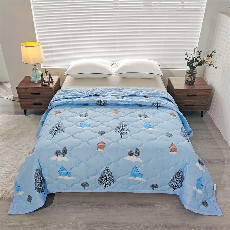 Quilted Summer Single Double Bed Light Printed Quilt Core Air Conditioning Quilting Twin Queen Size Duvet Thin Plaid Comforter