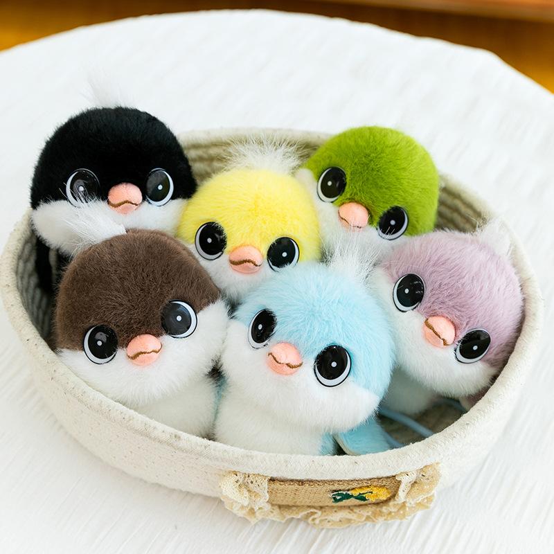 New Cute Little Tit Doll Pendant Keychain Color Bird Plush Toy Schoolbag Keychain