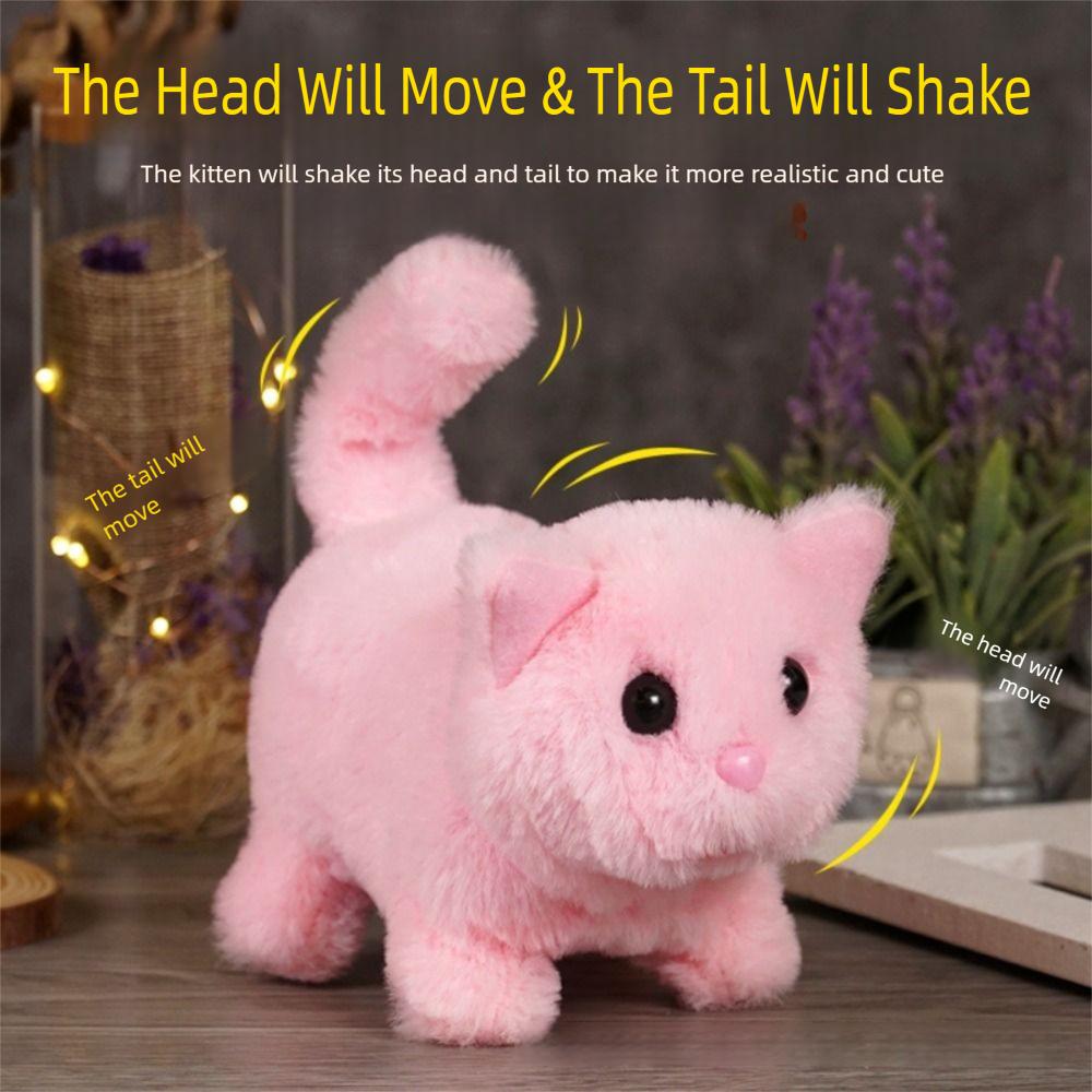 Simulated Plush Electric Cat Toy Makes You Happy Kitten Plush Toy  For Kids Birthday Gift