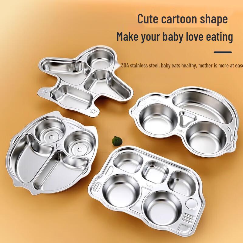 Food-Grade Stainless Steel Divided Cartoon Kids Plate