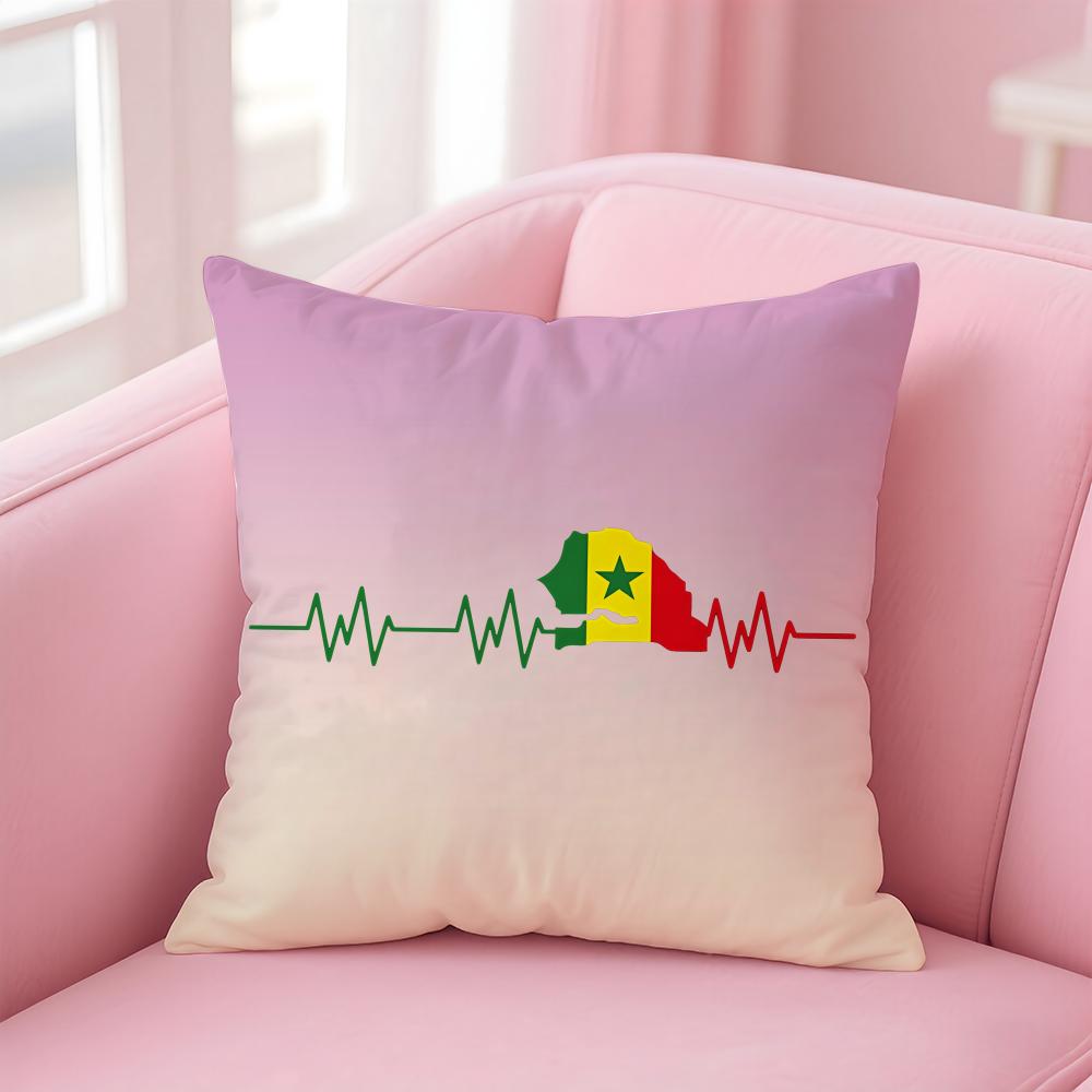 Senegal Sen Flag Cushion Cover Eco-Friendly Odorless Healthy Pillowcase Soft & Comfortable Kid-Safe No Filling